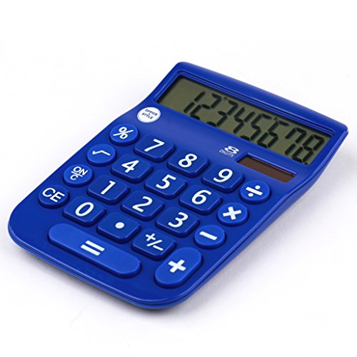 8 Digit Dual Powered Desktop Calculator, LCD Display, Blue- by Office + Style