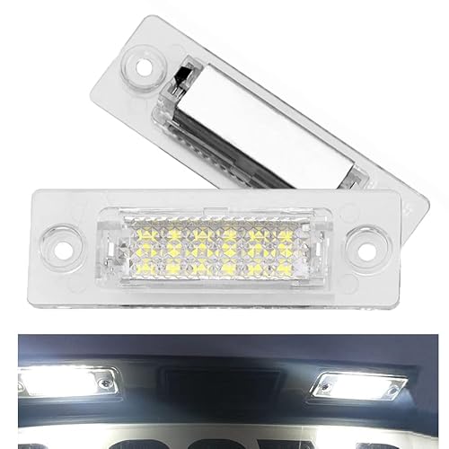 Aiyomi Lot de 2 feux de plaque d'immatriculation arrière à LED pour VW T5 Caddy Golf Jetta Pa-ss-at Skoda 6000 K Xenon Blanc Cover