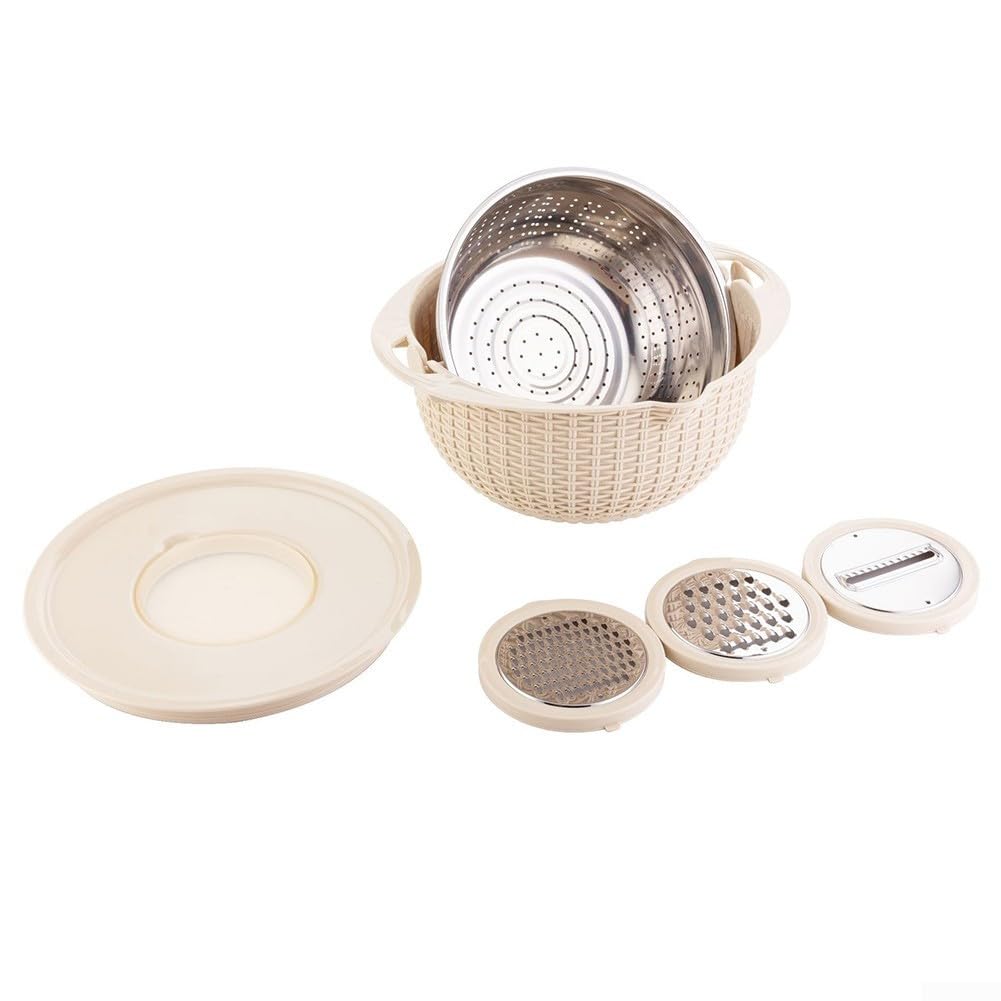 Set Colino E Colapasta 4 In 1 Con Ciotola In Acciaio Inox E Grattugie – Centrifuga Insalata E Scolapasta Rotante - 3