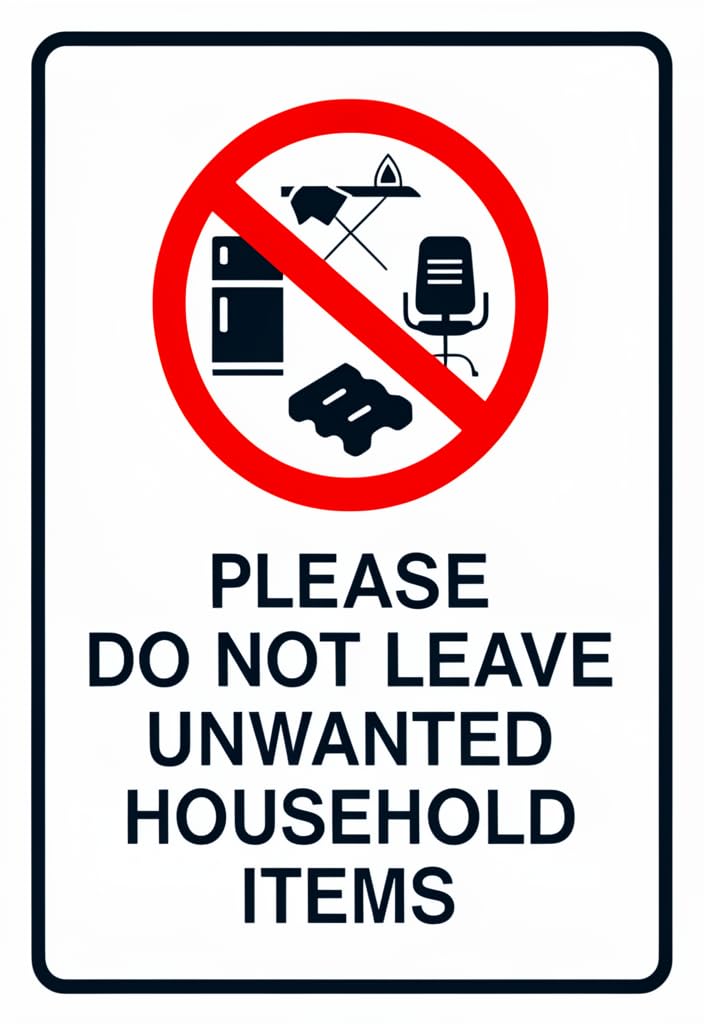 peiyeety Please DoLeave Unwanted Household Items Tin Sign 12x8 Inch, Metal Warning Notice Plaque for Home, Apartment, Office, Hallway, Laundry Room, Entryway Wall Decor
