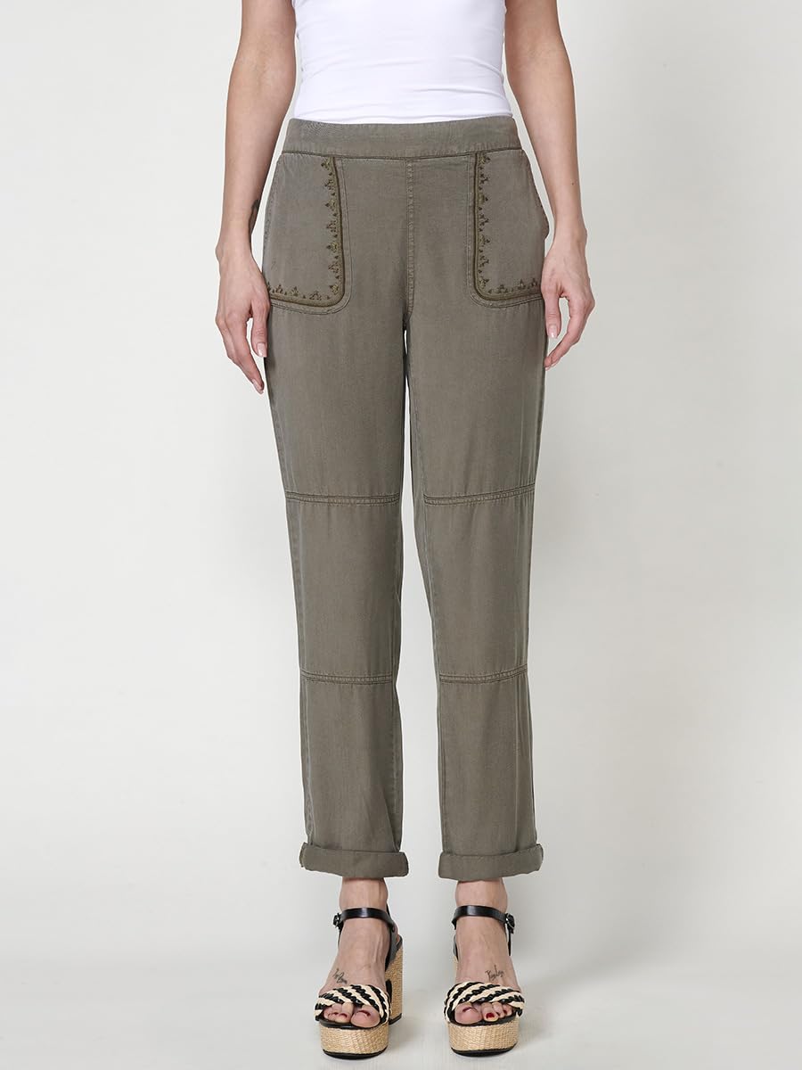 Koroshi Pantalón Mujer Jogger de Lyocell con Cenefa Bordada 2512PT89