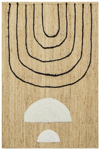 Alfombra kilim india trenzada a mano de alta calidad de 4 x 12 pies, alfombra de pasillo para uso en interiores y exteriores, patrón geométrico, beige y blanco, alfombra bohemia hecha a mano para el