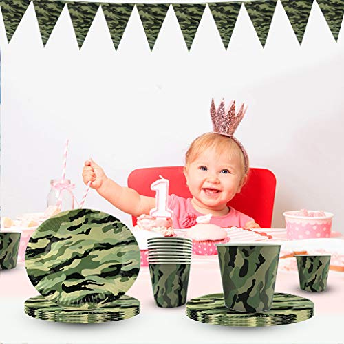 Hongfago Camo Partyset voor verjaardagsfeestjes, 41 stuks, camouflageparty, levering servet, papieren bekertjes… - Image 8