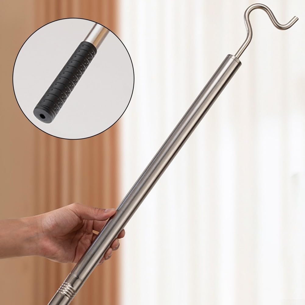 Asta appendiabiti in acciaio inox con gancio per organizzare e asciugare i vestiti in armadi e lavanderie (1 pz)