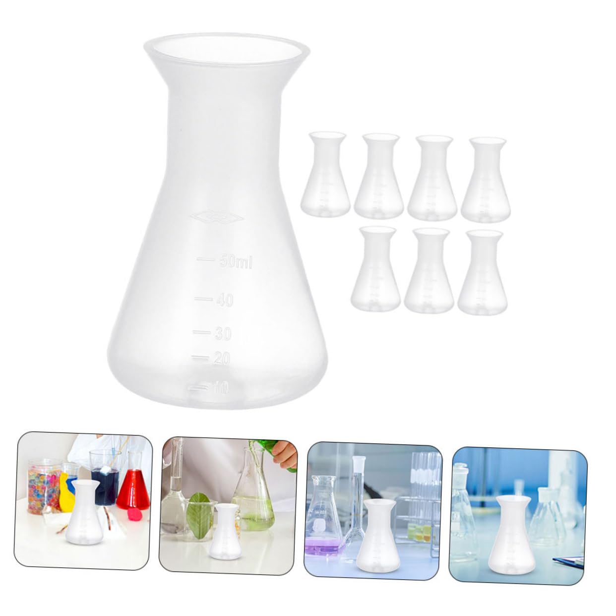 ULTECHNOVO 32piezas Frascos De Laboratorio Erlenmeyer De Botellas Graduadas Para Experimentos Científicos Frascos Conical Para Medición Precisa Laboratorio