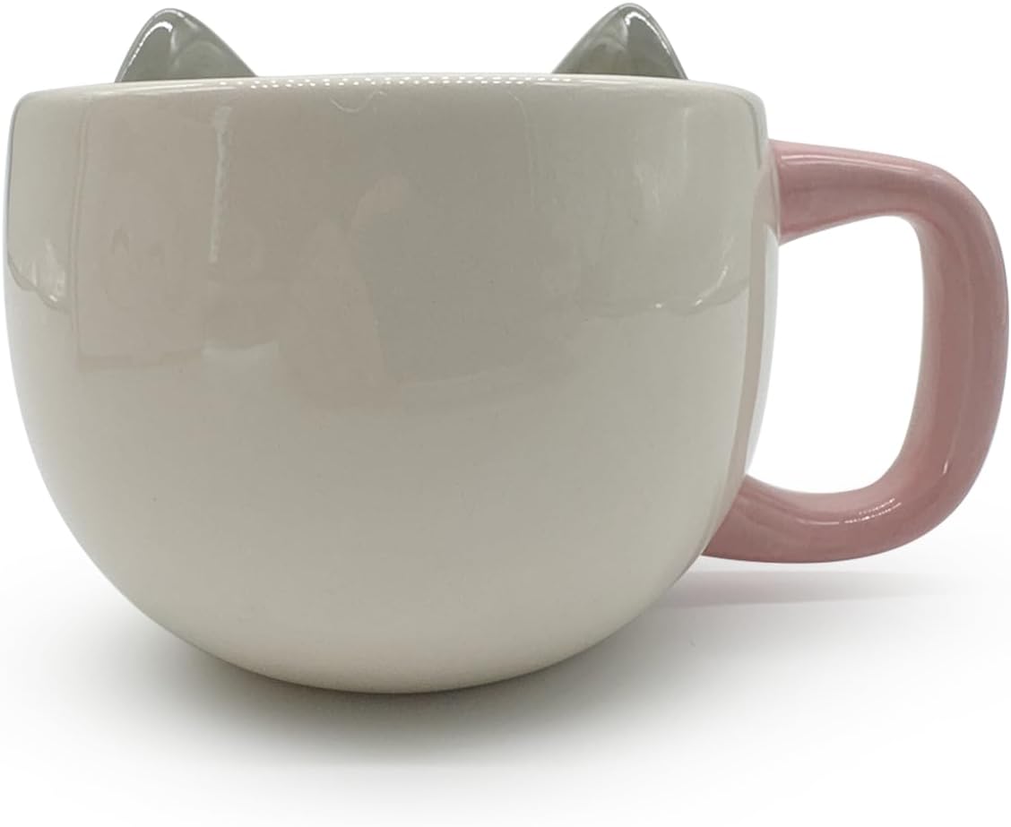Youtooz – White Cat Ceramic Mug – Sculpted Cat Drinkware Collectible – Microwave & Dishwasher Safe – 4" Tall