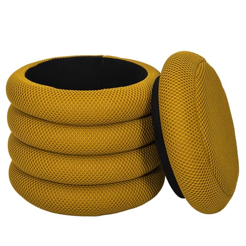 HOME DECO FACTORY - HD0425 Pouf Rangement Moderne Jaune, Assise Multifonctionnelle, Idéal pour Salon ou Chambre, Léger et Facile à Déplacer, 37x42x37 cm,...