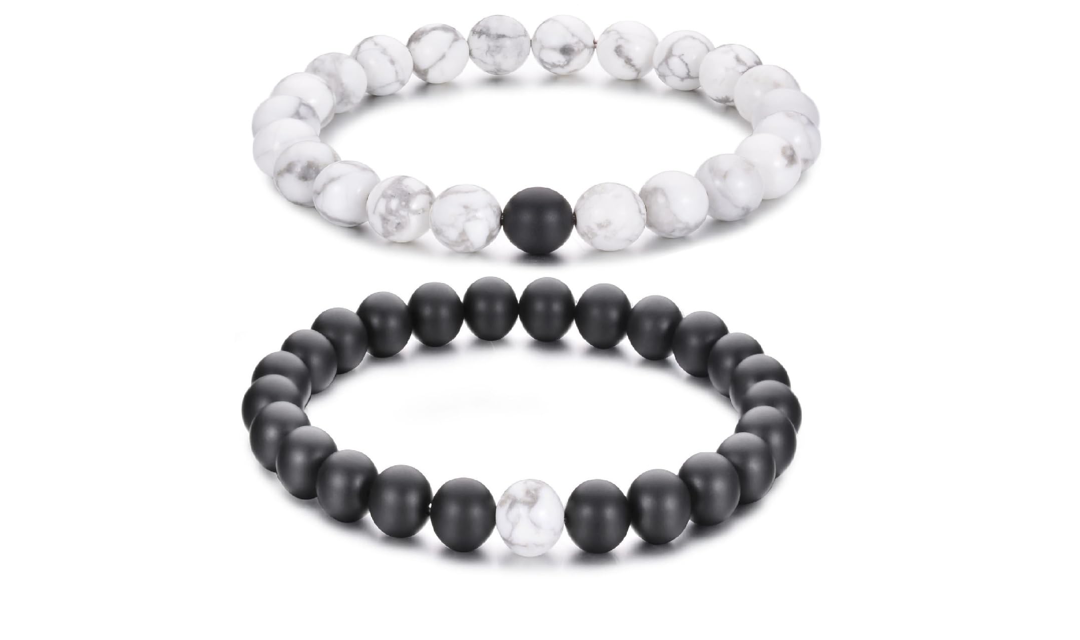 BEAUTIVIA Beads Bracelet For Women Men Stylish Couple love Bracelet Moti Black And White Natural Stones Friendship Valentine Girls/Women/Boys/Men (B0CFJHB8ZC) Amazon Price History, Amazon Price Tracker