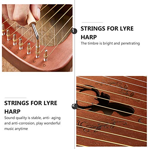 Exceart 7Pcs Lyre Harp String Replacement Metal Lya String Musical Instrument Accessories For Lyre Harp Harpsichord Dulcimer Zither Stringed Instrument #TOP1