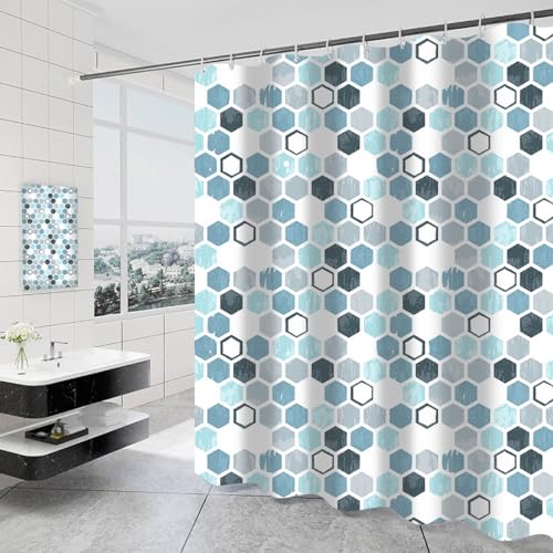 Tennove Shower Curtain Mould Resistant Geometric 180x200cm Drop Bathroom Curtain Waterproof Polyester Fabric Wet Room Bathtub Shower Curtain,Weighted Hem,Quick Dry