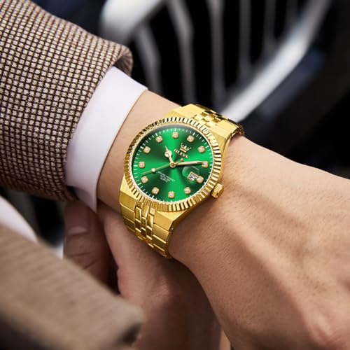 Image of OLEVS Mens Watches Luxury Diamond Calendar Stainless Steel Male Watches Business Dress Waterproof Luminous Fashion Watch for Men