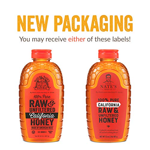 Nature Nate's 100% Pure Raw Unfiltered Honey In Squeeze Bottle -All Natural Sweetener With No Additives, California, 32 Oz #TOP7