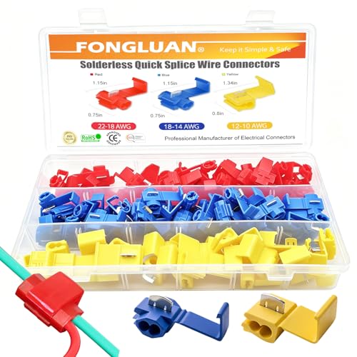 FONGLUAN 125pcs Solderless Quick Splice Wire Connectors,22-10 Gauge Lock Snap Electrical Wire Crimp Terminals Connector Assortment Set