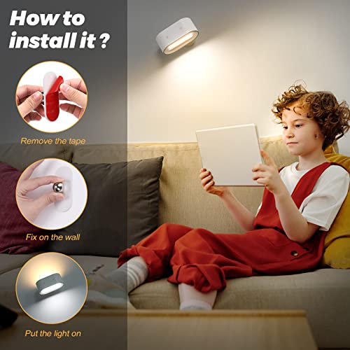 Lazenry Led Wall Light With Up And Down Light Sources, Wall Lamp With Rechargeable Battery Operated 360° Rotate Magnetic Ball Cordless Wall Mounted Lamps For Headboard Bedroom Living Room #TOP4