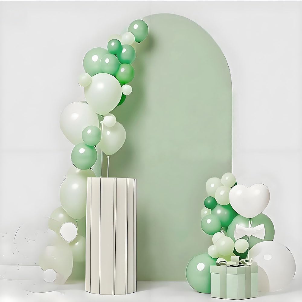 JFDYDM Two-Sided Sage Green 6.6FT Wedding Arch Cover, Sage Green Spandex Backdrop Covers for Party, 6.6 FT Arch Backdrop Covers for Gender Reveal