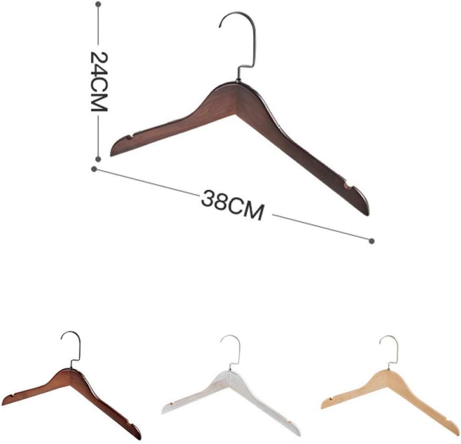 Standard Hangers,Set of 30, Wooden 38 Cm Solid Wood Coat Hangers Round Trouser Bar and Shoulder Notches with Space Saving Non-Slip Durable,White