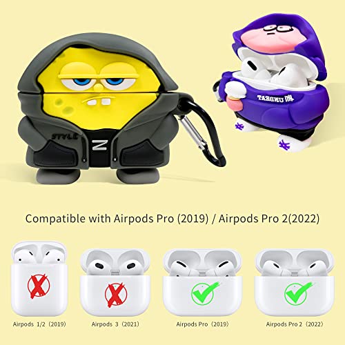 Cute Cartoon Character Airpods Pro 2 Case, Anti-Fall Soft Silicone Airpods Pro 2Nd Generation Case Cute, Funny Kawaii Fashion Cartoon 3D Case For Airpods Pro 2 With Keychain (Yellow) #TOP1