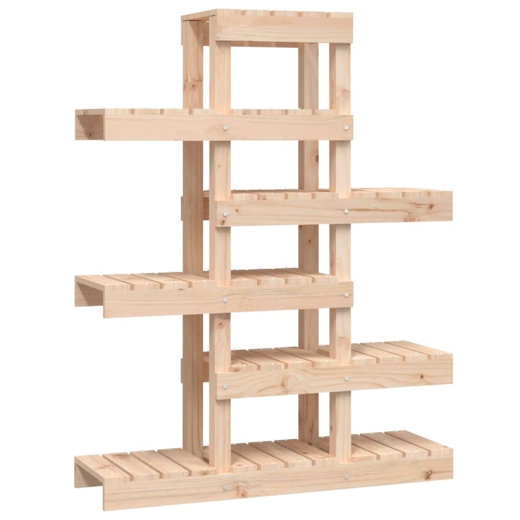 Pflanzenständer Holz 85x25x109,5 cm - Pflanzregal Mehrstöckig aus Massivholz Kiefer, Blumenständer für Innen und Außen, Blumenregal für Wohnzimmer, Balkon und Garten