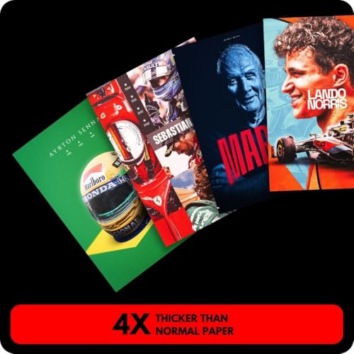 Image of auraposter Paper Formula 1 Mini Poster Set of 40 | F1 | Lewis Hamilton, Max Verstappen, Lando Norris, Carlos Sainz, Charles Leclerc | Double Tape Included