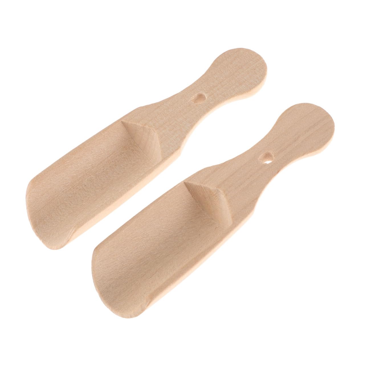 LABRIMP 2pcs Wooden Tea Shovel Spoon Small Salt Scoops for Bath Salt Spices and Tea Teaware Accessories for Kitchen and Restaurant Use