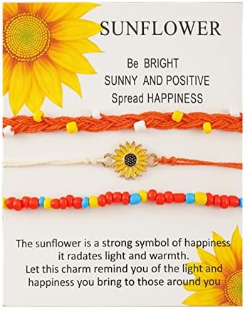 Vibrating Watch Summer Boho Braided Rice Beads Sunflower Hand Braided Bracelet Set Set Collar