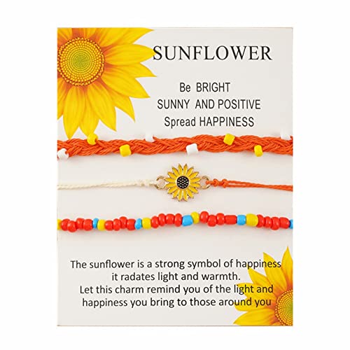 Vibrating Watch Summer Boho Braided Rice Beads Sunflower Hand Braided Bracelet Set Set Collar #TOP15