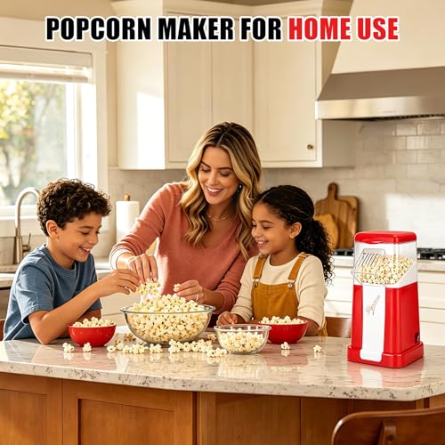 Image of Air Popper Popcorn Maker, 1200W Electric Hot Air Popcorn Popper, 12 Cups | Oil-Free, BPA-Free, 3 Minutes Fast Popping, Non-Stick Inner Pot, Popcorn Maker for Home, Party, Movie Nights