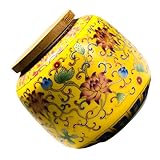 JECOMPRIS Lata Capacidad 400Ml con Tapa de Madera para Almacenar Té de Cerámica Buen Sellado para Proteger Alimentos Humedad, Adecuado para Cocina