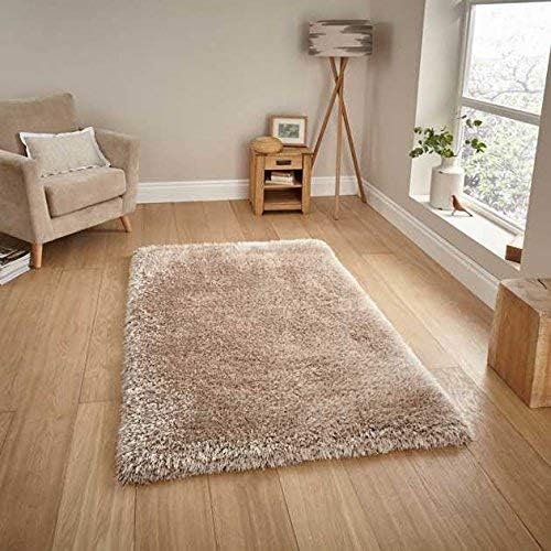 Image of Square Shaggy Fur Rugs and Carpets for Bedroom, Living Room, 4x4 ft Square, Beige