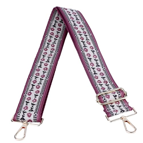 Image of Purse Strap, Adjustable Embroidery Flower 2 Inch Wide Purse Straps Replacement Crossbody for Women
