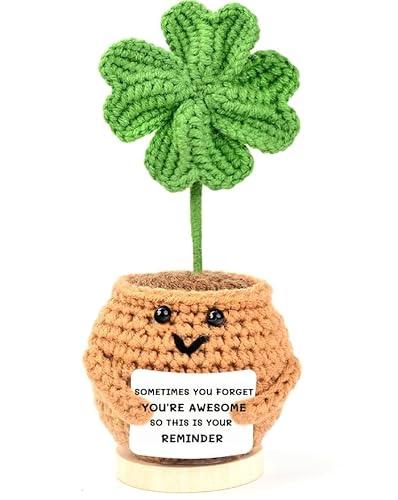 Inspirational Gifts for Women Crochet Four Leaf Clover Gifts Birthday Thank You Appreciation Motivational Gifts for Coworker Paraprofessional Social Worker Friends Mom Sister