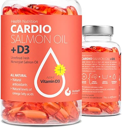 Hofseth BioCare Wild Salmon Oil Capsules with Vitamin D3 - Omega 3 6 9, EPA, DHA & Astaxanthin | 90 Norwegian Salmon Oil Capsules - Supports Heart, Brain & Joints | No Fish Aftertaste