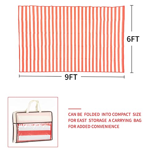 Reversible Striped Outdoor Rugs For Patio Decor 6' X 9' Waterproof Large Area Rug Plastic Straw Portable Outdoor Carpet Floor Mats For Rv Camping Deck Picnic Beach Backyard Indoor Doormat White Red69 #TOP1