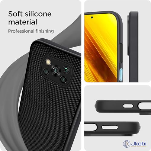 Image of Jkobi Back Cover Case for Poco X3 | Poco X3 Pro (Textured Grip Design | Camera Protection | Slim and Light Weight | Soft Touch and Feel | Black)