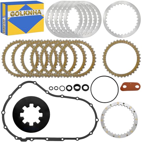 GOLKNHA Complete Clutch Kit & Primary Cover Gasket Compatible with Iron 883 1200 XL883N XL1200NS Sportster 883 1200 2004-2022 OEM# 34955-04 37911-90 37913-90 37977-90 36792-91 37871-90