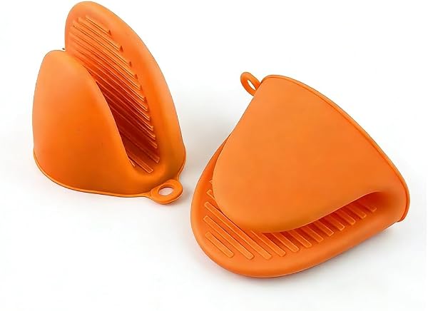 Kitchen Take Plate Clip Bowl Ware Home Baking Oven Universal Silicone Two Finger Hand Clip,2 Pcs Orange - 1