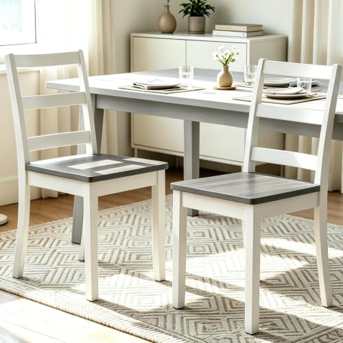 COSTWAY Dining Chairs Set of 2, Mid-Century Modern Wooden Chairs, White
