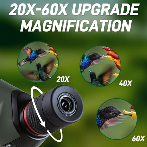 Image of Gosky Spotting Scope, 20-60x60 Spotting Scopes for Target Shooting & Hunting & Bird Watching, BAK4 High Definition, Angled Spotter Scope with Tripod, Phone Holder, Carrying Bag