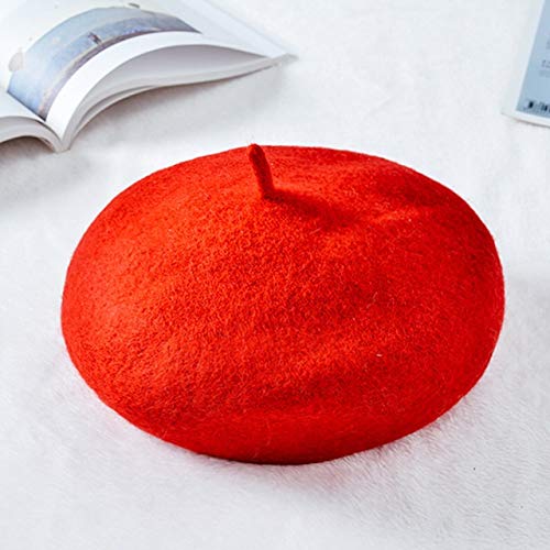 Solid Color Warm Wool Winter Thin Wool Women Girl Beret French Artist Beanie Hat Cap for Female (Color : 4)