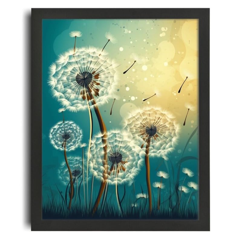 Dandelion Wall Art Teal Dandelion Clock Picture Nature Decor For The Bedroom Poster A2 - Wall Art Home Decor Movie Poster Canvas Film Cinema Retro Vintage Cult Classic Nostargic Saga Modern reprint w