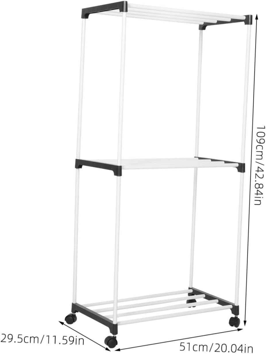 Cabilock Bath Towel Rack Wheels Portable Drying Rack for Bathroom Balcony Small Clothes Windproof Laundry Hanger