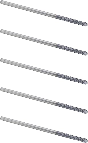 Miniatura 51 de CME - 10 fresas de carburo micrograno, nariz de bola, revestimiento TiAlN, diámetro de fresado de 3/16 pulgadas, longitud de corte de 5/8 pulgadas