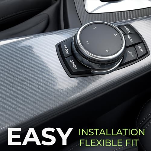 Image of RockRose Carbon Fiber Vinyl Wrap, Anti-Wrinkle, Air Release, Automotoive Bubble Wrap, Self Adhesive Vinyl Stickers DIY Decals (5FT x 8FT, 5D Silver)