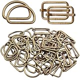 1 inch Metal Buckles, 25pcs Metal D Ring Semi-Circular D Rings and 25pcs Adjustable Slides Buckle for Hardware Belt Bags DIY Craft Accessories - Bronze Color