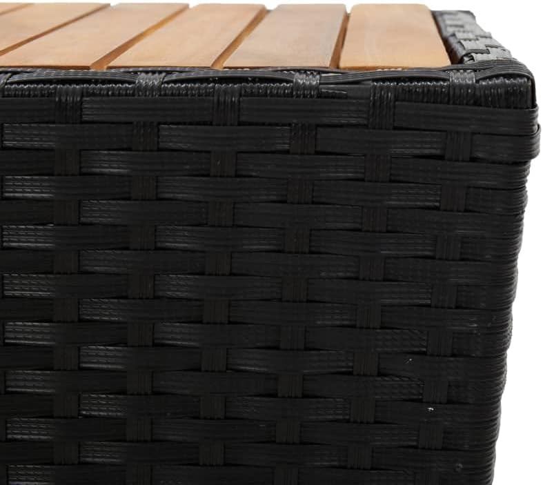 Tea Table,Outdoor Dining Table, Outdoor Coffee Table, Small Side Table,Bistro Table,Balcony Table,Garden Table, Compact Design,for Beach,Picnic,Backyard, Black 16.3"x16.3"x16.9" Poly Rattan