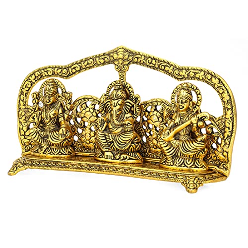 Craftvatika Goddess Laxmi Ganesha Saraswati Idol - Lakshmi Ganesh Saraswati Murti - Decorative Item - Showpiece Idols Statue - Home Decor #TOP2