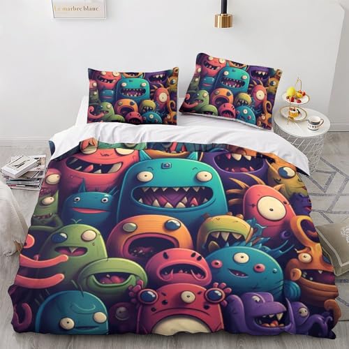 Housse de couette microfibre monstre 3D parure de lit 3 pièces - 2