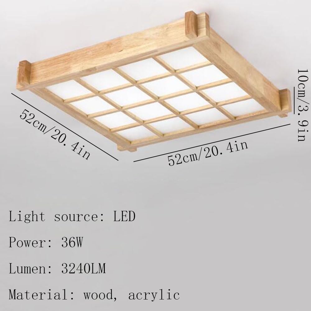Bezstopniowa Ściemnialna Nowoczesna Lampa Sufitowa LED Z Drewna Minimalistyczna, Energooszczędna Lampa Sufitowa Oświetlenie LED Do Montażu Podtynkowego Blisko Sufitu Do Salonu, Jadalni,gabinetu STVDED