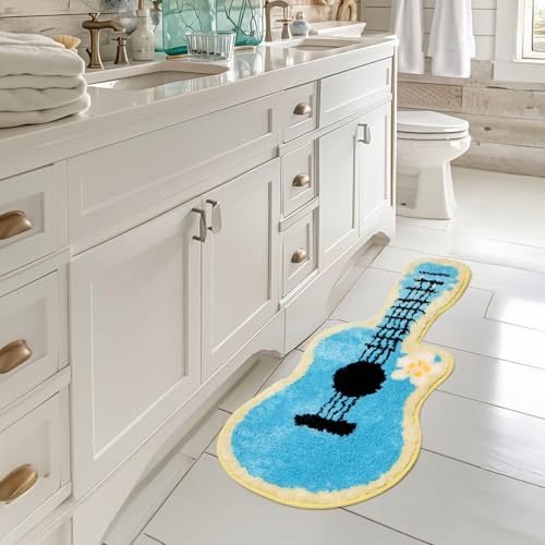 Percozzi Music Bath Rug Guitar Ukulele Absorbent Hand-Tufted with Non-Slip TPR Backing Soft Plush, 31"*17" Music Travel Hawaii Style for Bathroom Bedroom and Home — view 5