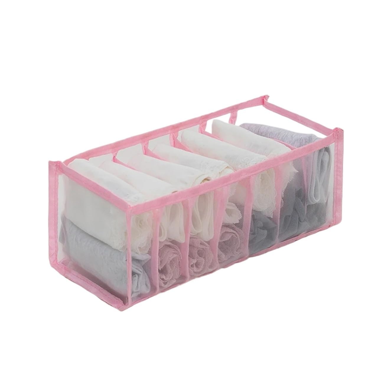 GYTTDERFL Sock Organiser Closet Organizer For Underwear Socks Home Cabinet Divider Storage Box Drawer Organizers Bra(Pink 7 grids)